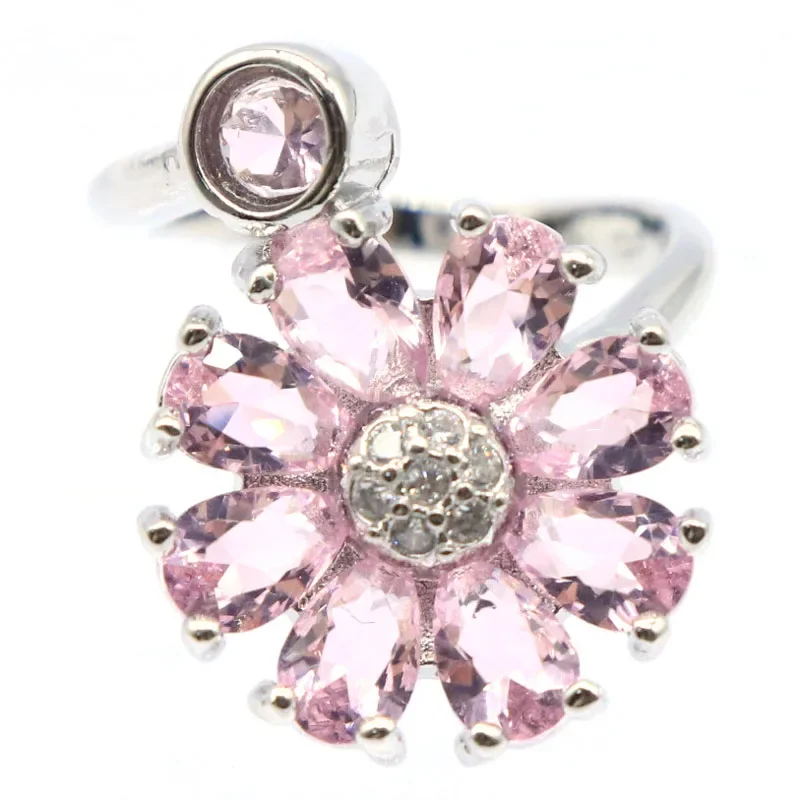 6g 925 SOLID STERLING SILVER Rings Charming Colorful Flowers Shape Kunzite Tourmaline Peridot Citrine Tanzanite Many Sizes 5-10