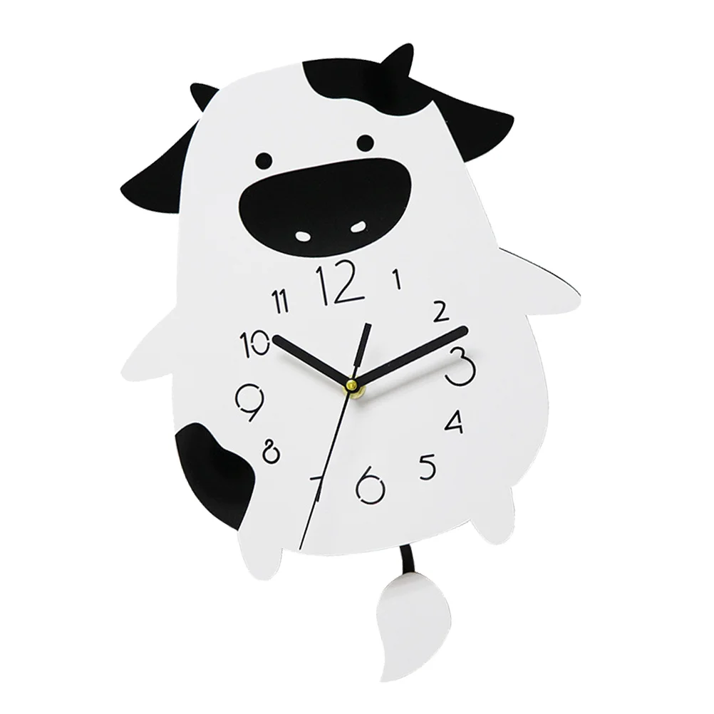 

Cartoon Cow Wall Clock 3D Modern Mute Wall Watches Ornament Silent Quartz Clock Home Living Room Decoration