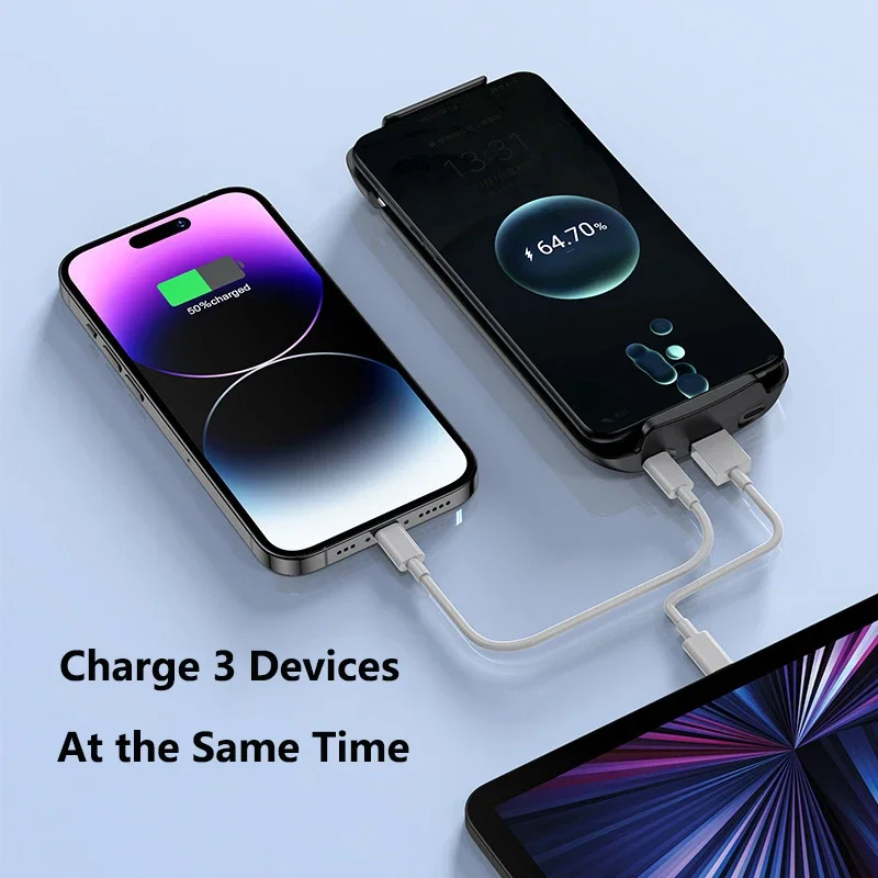 10000mAh Type C Universal Battery Case For Samsung S25 Huawei Xiaomi 3A Fast Charging External Battery Power Bank Charger Case_voghion.com