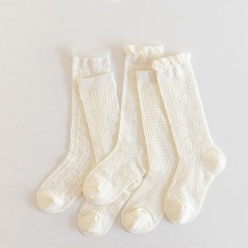 3Pairs Princess White Lace Ruffle Stockings Girl Summer Mesh Sock Thin Breathable Kids Long Socks 3-12Year Children Calf Socks Baby & Maternity
