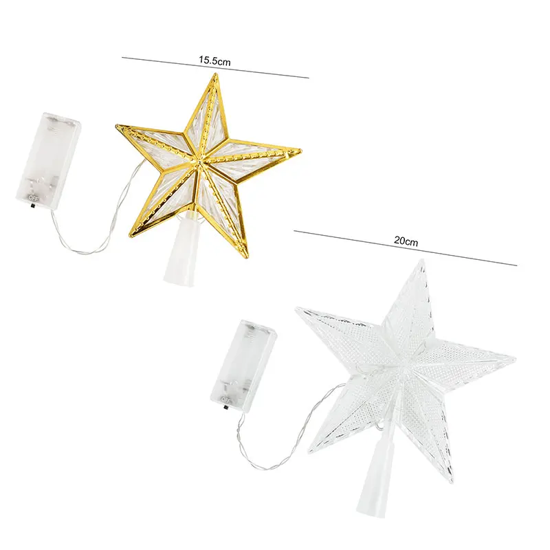 Christmas Tree LED Top Star Light Five-pointed Star Lamp Battery Powered Glowing Xmas Decoration Home New Year Ornament Navidad