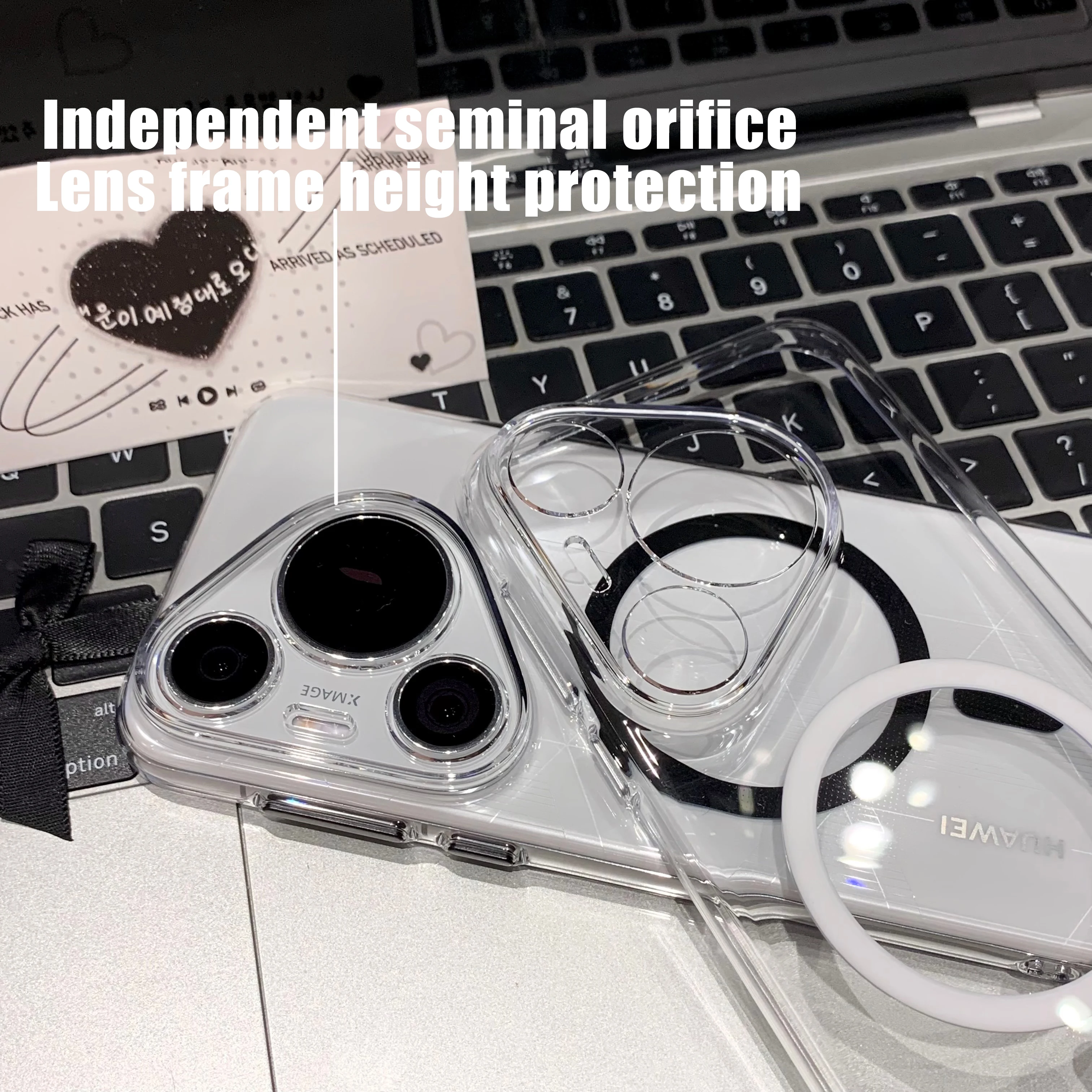 Ultra Slim Transparent Magnetic Case with Wireless Charging Support for Huawei Pura 70 and Mate 60 Pro