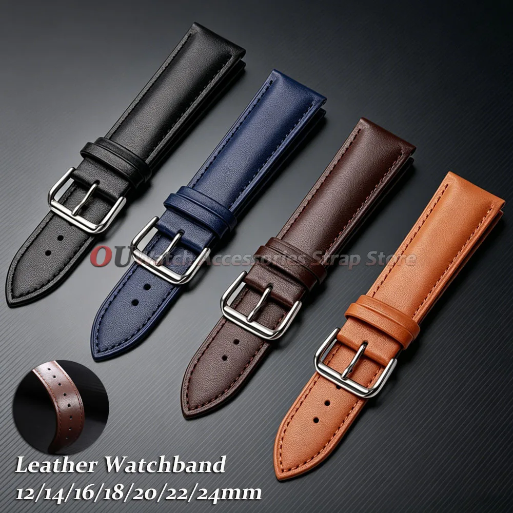 Premium Calfskin Leather Watchband - Soft Universal Replacement Strap