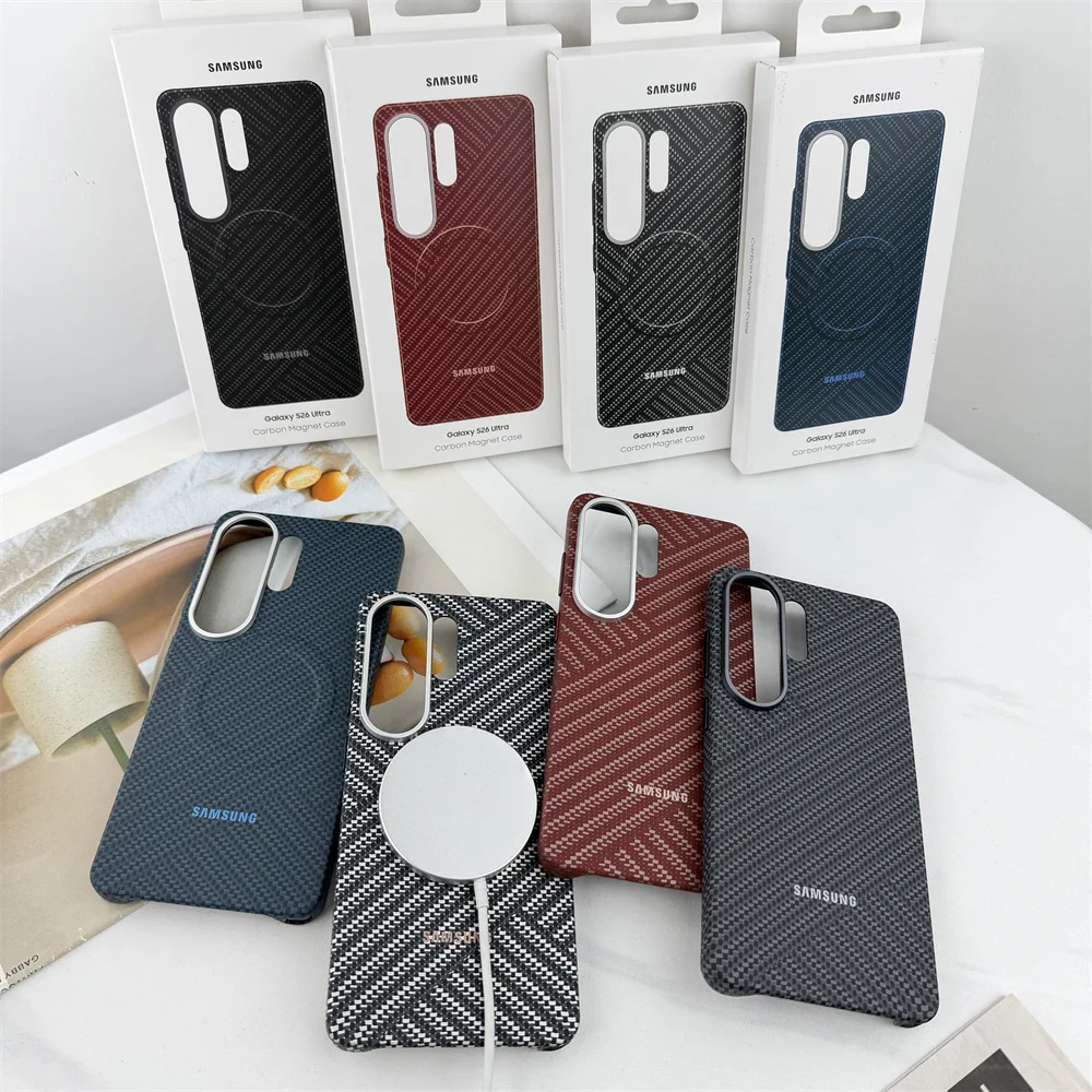 Ultra Thin Carbon Fiber Texture Magnetic Case with Alloy Lens Protection