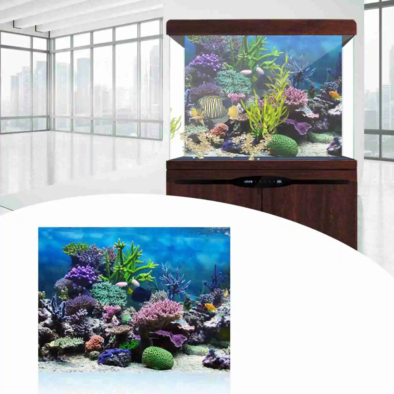 3D Aquarium Landscape Poster Rainforest Wallpaper Fish Tank Background Decoration PVC Self Adhesive Backdrop HD Sticker