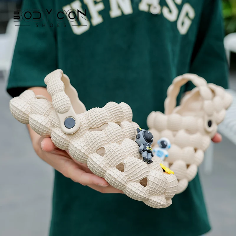 

Шлепанцы женские и мужские из ЭВА, милые сандалии с пузырьковыми мячиками, Нескользящие, для дома и улицы, массажные, с закрытым носком, летние модные дизайнерские