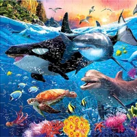 Dolphin Whale Shark Fish Animal Wooden jigsaw Puzzle Adult Children's Educational Toys Holiday Gift Underwater World 1