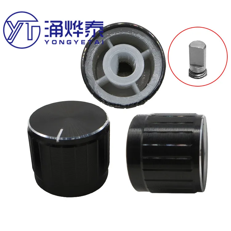 

YYT 5PCS Aluminum alloy black Silver and white bright edge 21*17MM potentiometer knob cap encoder D-hole half shaft