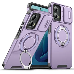 Shockproof Case with Slide Camera Protection and Ring Stand for Motorola Moto G Stylus 5G (2025) (PURPLE)