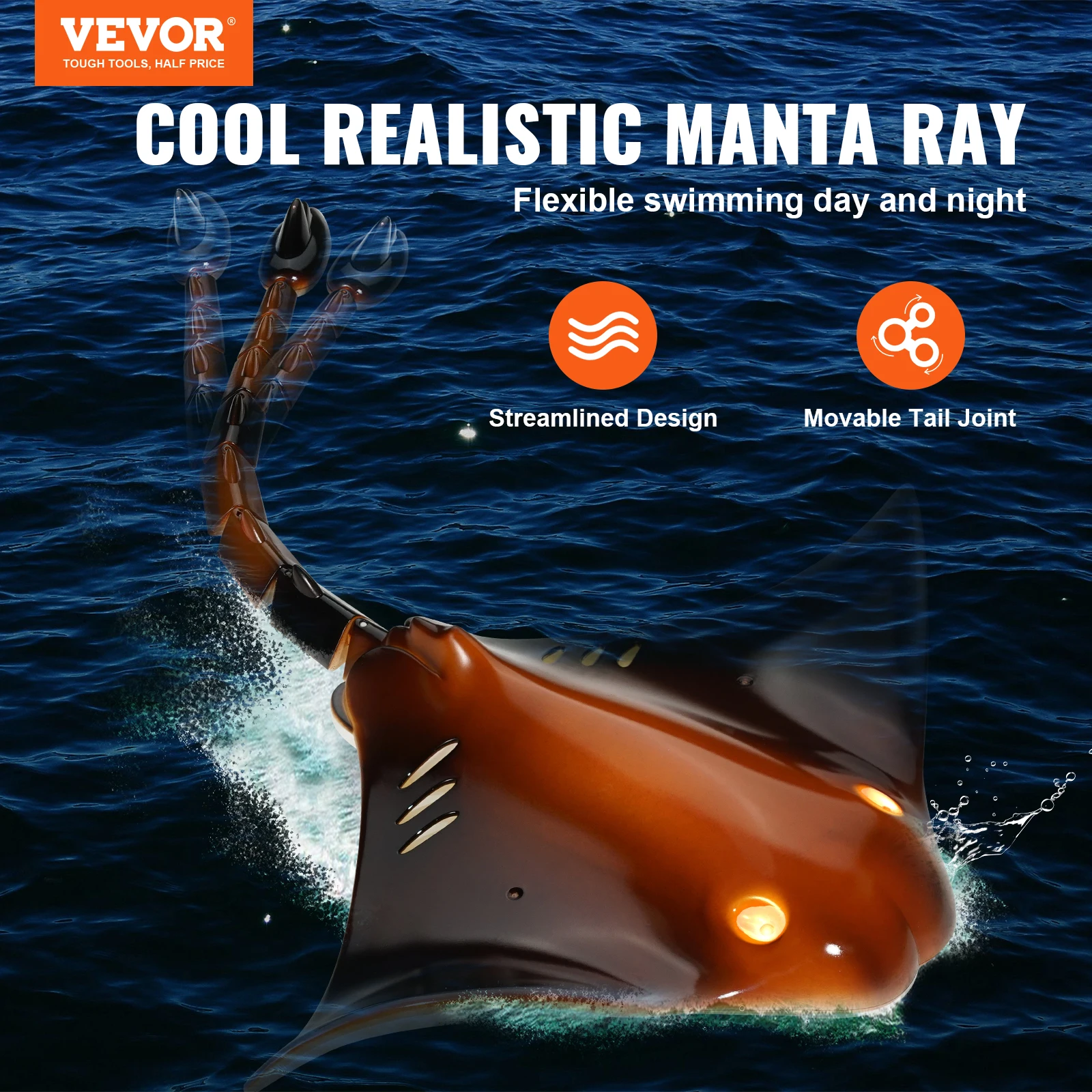 VEVOR RC Boat Simulation Robot Manta Ray 2.4G Remote Control Electric Toys Summer Water Spoof Toys for Boys Birthday Gifts 2