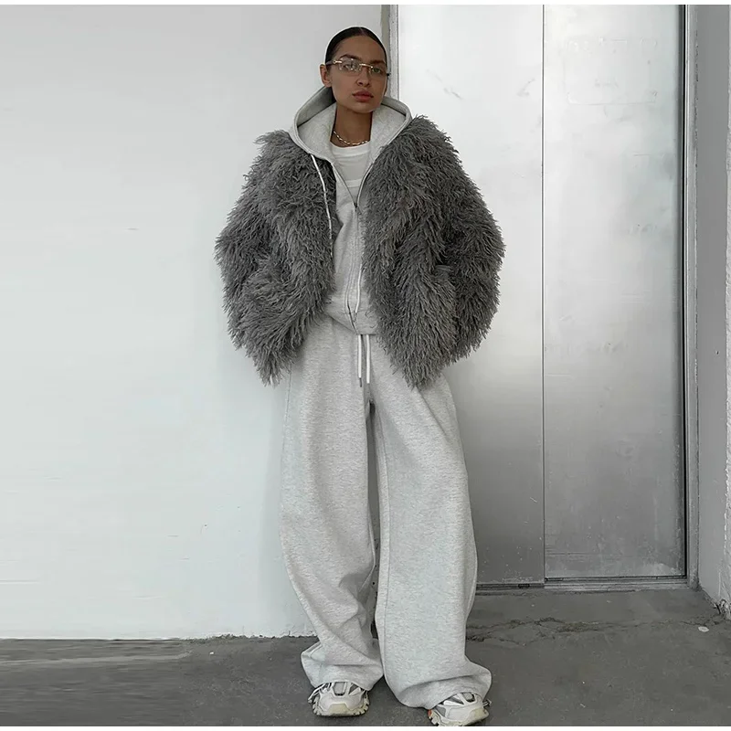 Mode frauen Solide Faux Pelzmantel Flauschigen Langarm Revers Neck Jacke 2025, Herbst Winter Weibliche Warme Täglichen Casual Oberbekleidung – Detail 5