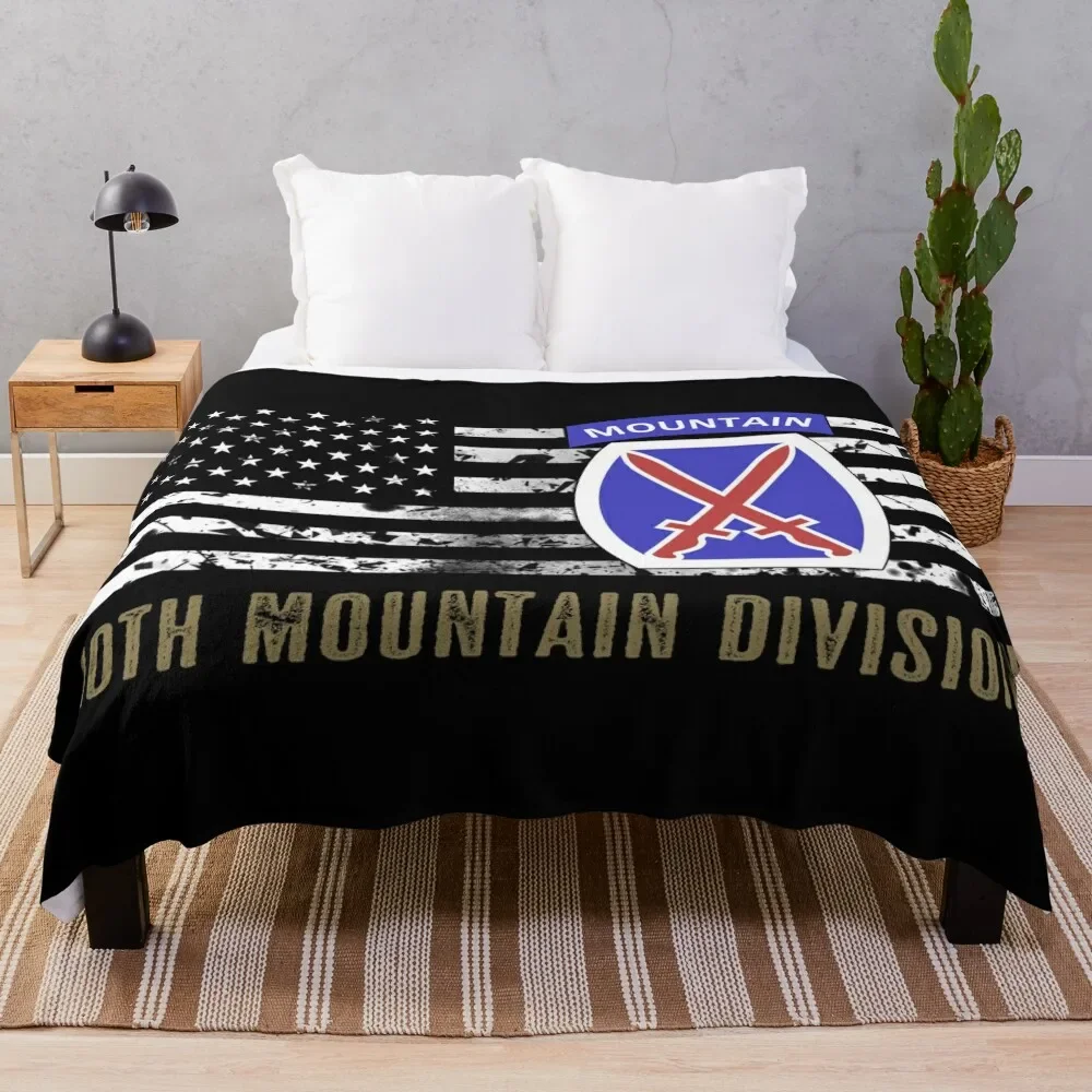 

10th Mountain Division (Distressed Flag) Throw Blanket Weighted for babies Blankets