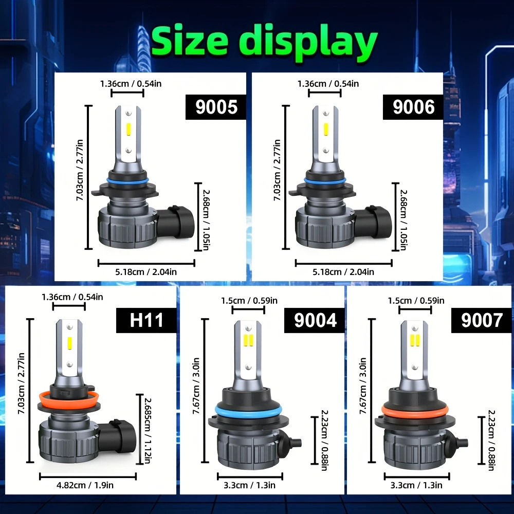 30000LM 100W LED 헤드라이트 전구 H8 H9 H11 9005 HB3 9006 HB4 6500K 쿨 화이트 자동차 안개등 전구 9007 Hb5 헤드 램프 전구 12V