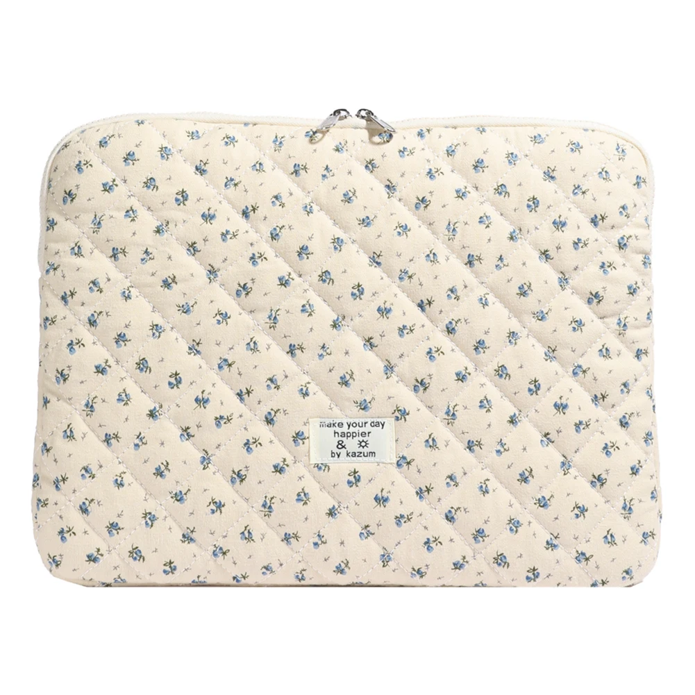 Flower Printed Laptop Carrying Case Quilted Notebook Case Cute Computer Sleeve for 11-15 Inch Laptop Tablet