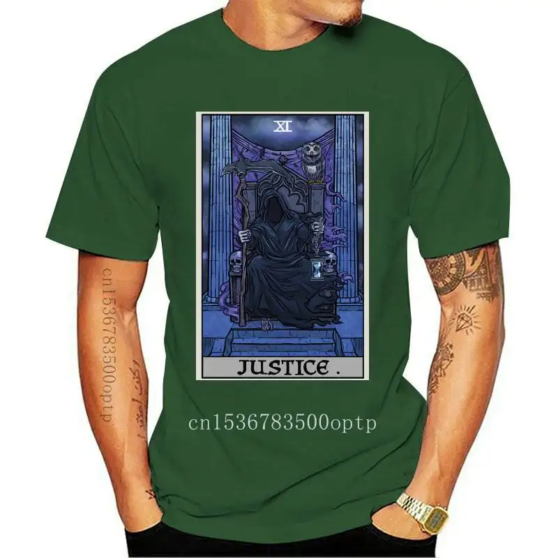 Kaus Kartu Tarot юстиция Бару Pakaian Gotik Хэллоуин Grim Reaper Hadiah Goth Pria for Remaja USB Menengah Kaus Tua
