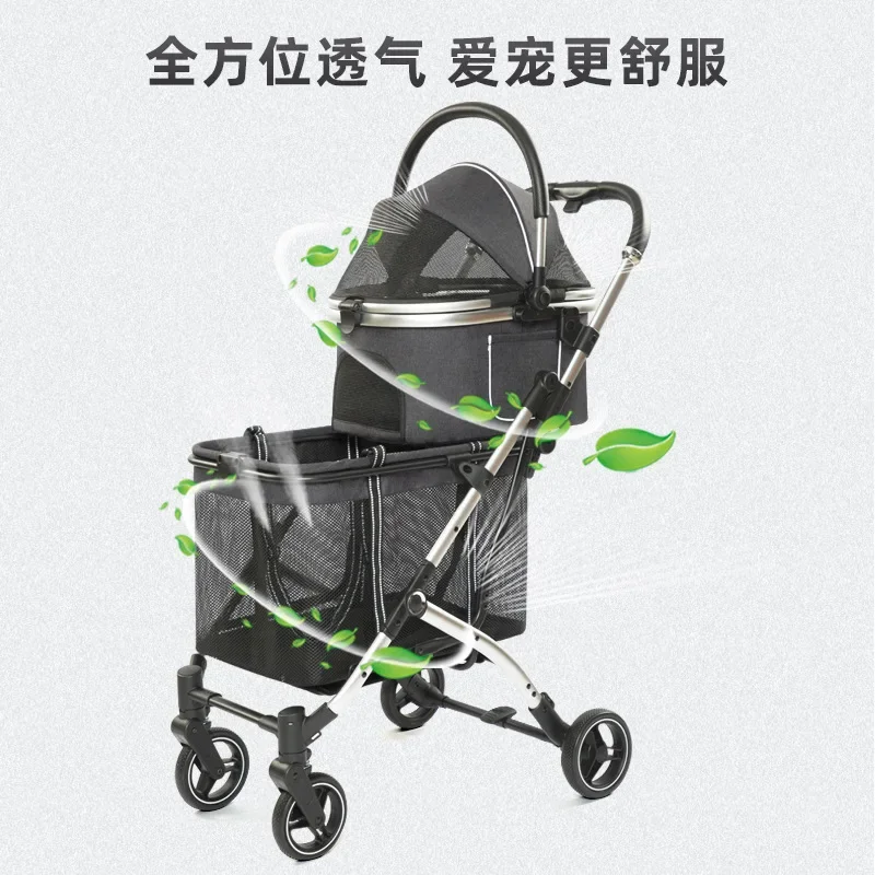 Large Space Double-layer Pet Stroller with Multiple Cats and Dogs