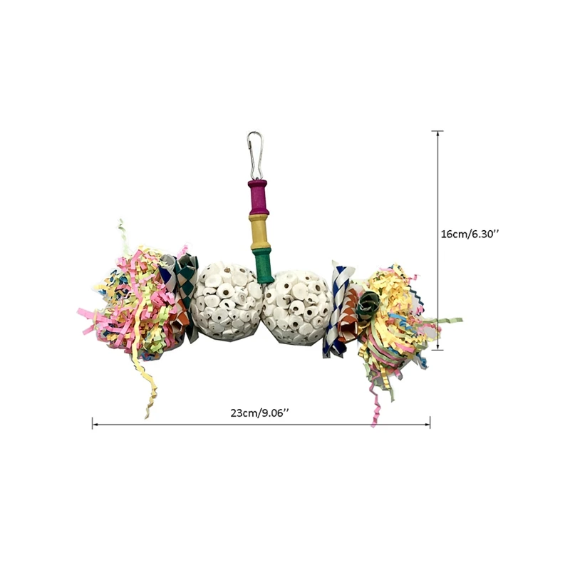 Parrot Chew Toy Foraging Sola Balls Bright Color Shred Paper for Conure Peony
