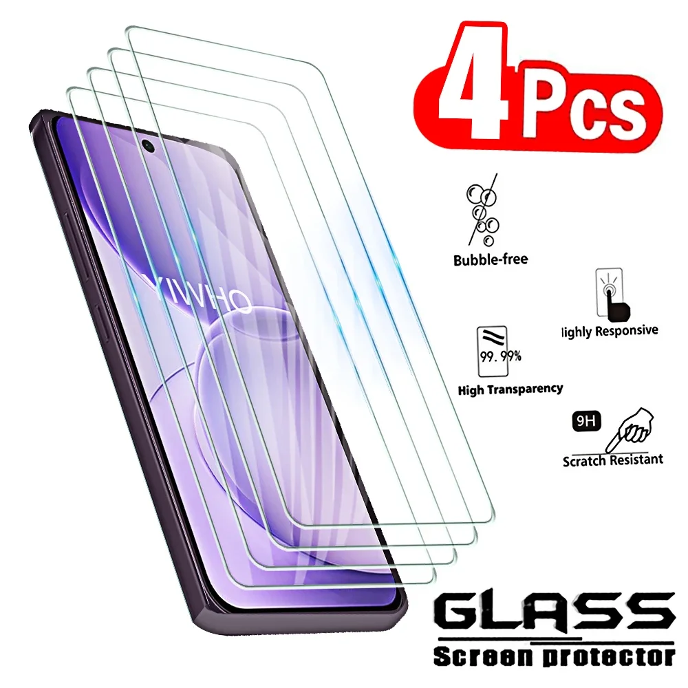 4-Pack HD Tempered Glass Screen Protectors with Protective Film Cover