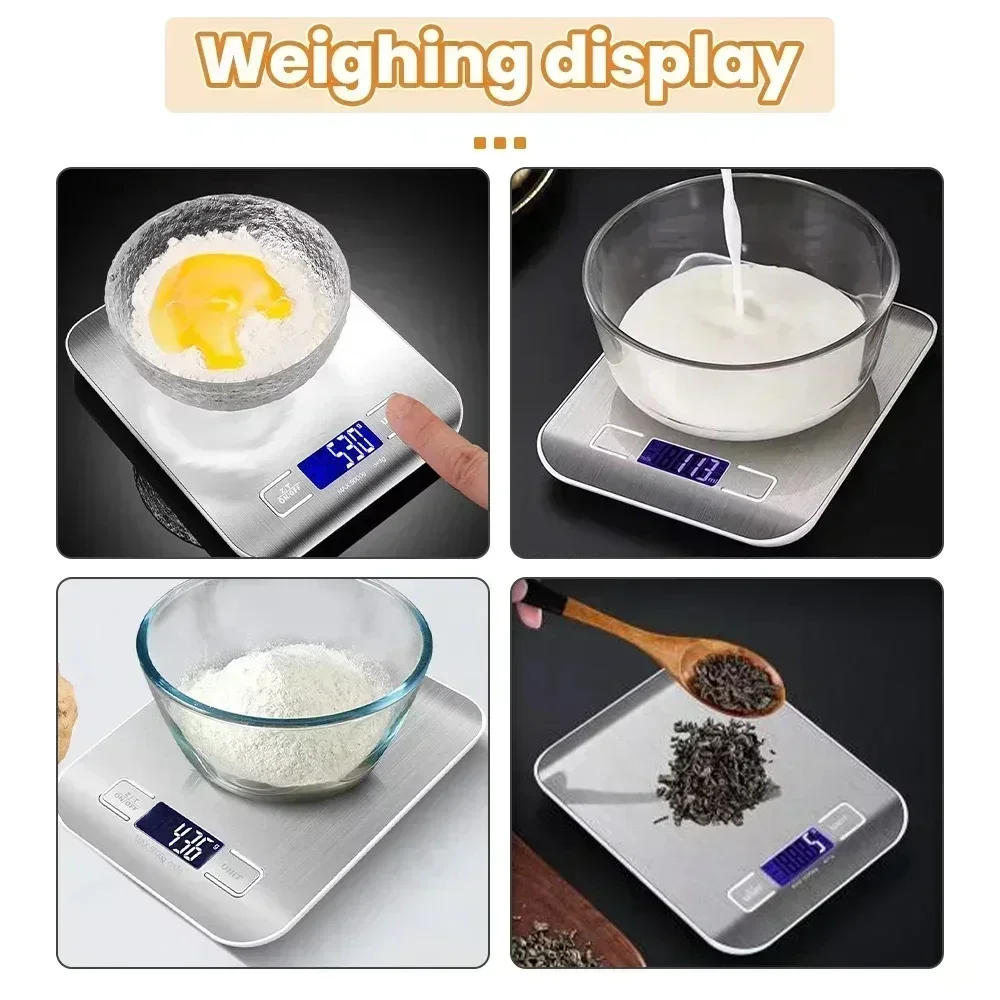 고정밀 스테인레스 스틸 전자 저울, 가정용 휴대용 전자 디지털 식품 스낵 계량 베이킹 도구, 10kg/1g
