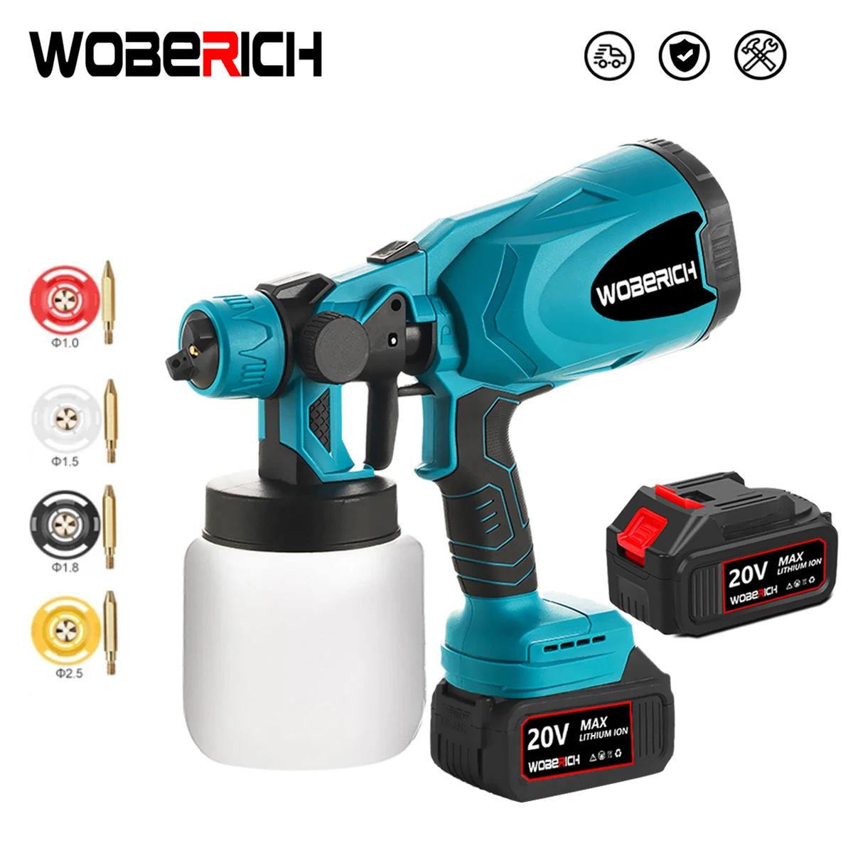 Pistola A Spruzzo Elettrica Senza Fili Spruzzatore Di Vernice Elettrico Portatile Ad Alta Potenza Casa Fai Da Te Facile Spruzzatura Blu/Rosso Per Batt