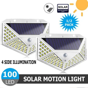 야외 100 LED 벽 램프, PIR 모션 센서 램프, 방수 LED 조명, 정원 장식 거리 장식