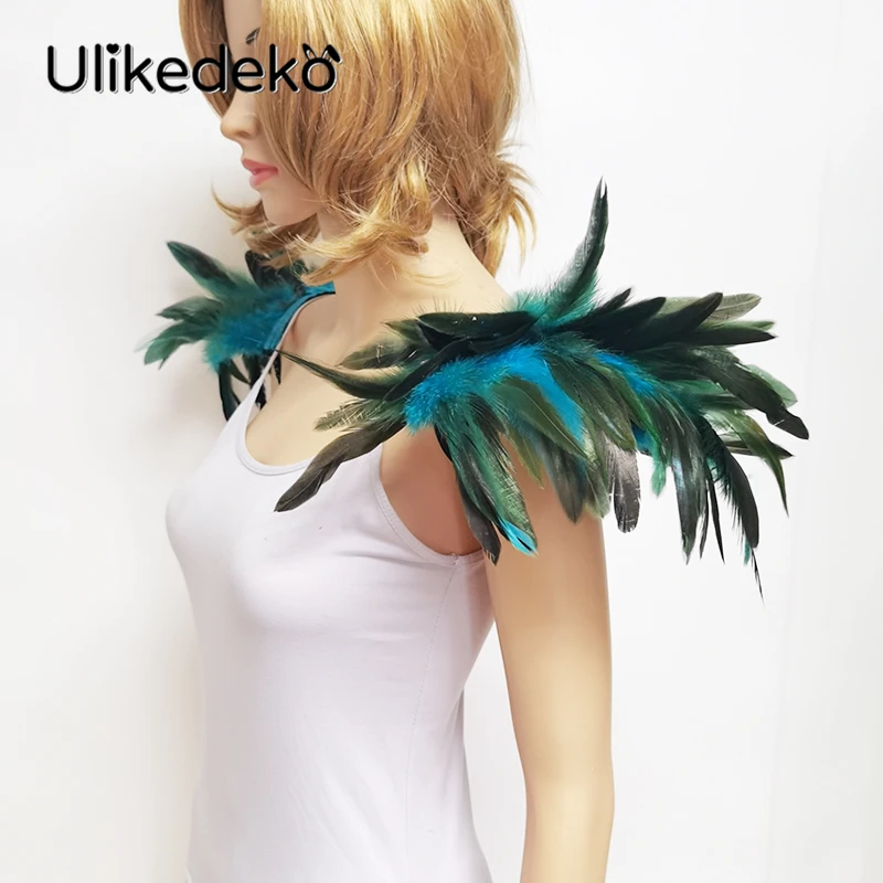 thumbnail image 2 of Carnival Costumes For Women Womens Natural Feather Cape Costume Gothic Shawl Shrug Collar Feather Cloak 2024 Halloween DIY Decor Maleficent Costumes-Purple Halloween Costumes For Women 2 of 11