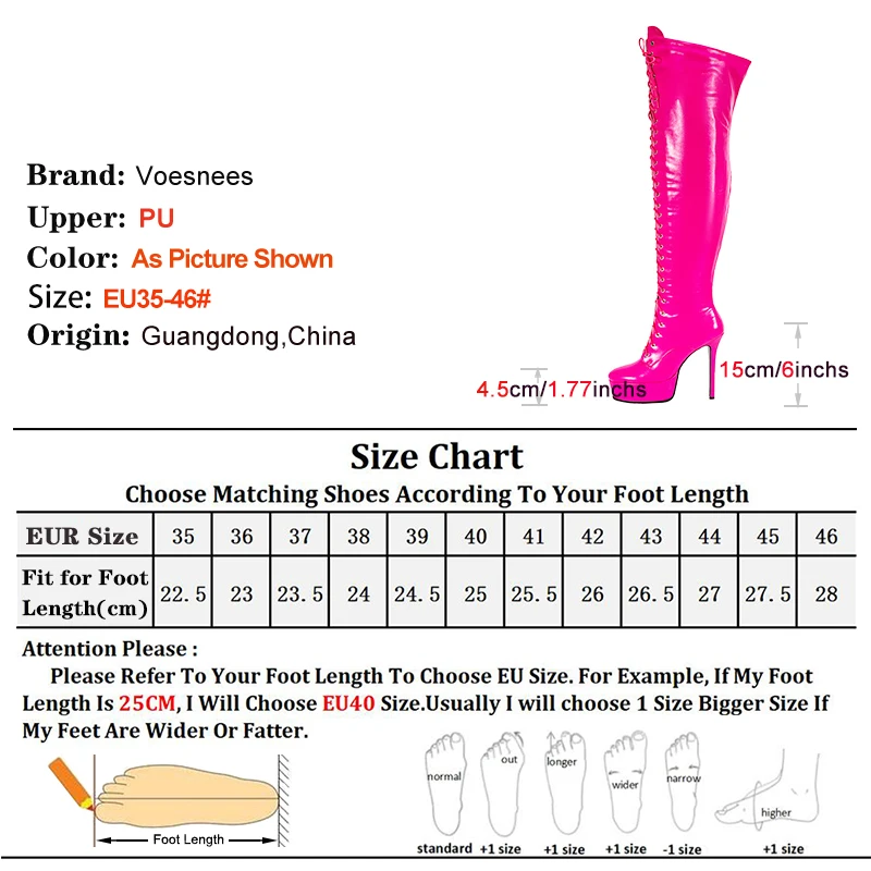 15CM Stiletto Heels Sexy Gothic stripper Boots With Platform Fetish Women Shoes Pole dancing show Nightclub Exotic Thigh Boots