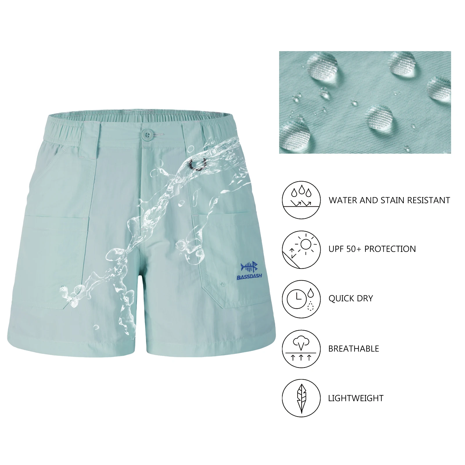 Bassdash Youth 5" Fishing Shorts UPF 50+ Water Resistant Quick Dry Boys Girls Hiking Cargo Shorts with Pockets FP03Y
