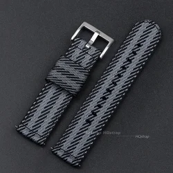 Adjustable Nylon Strap with Stainless Steel Buckle - Quick Release Universal Bracelet - 22mm (Black grey)