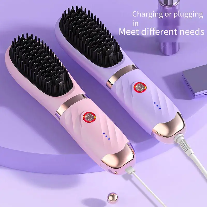 Mini USB Rechargeable Hair Straightening Comb Portable Hair Care Styling Comb Straightening Hot Styling Appliances