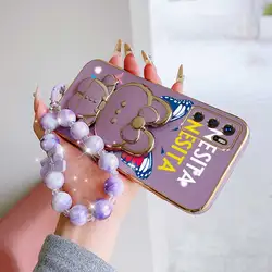 Dancing Butterfly Phone Accessory Set: Case, Lanyard & Rabbit Stand - OPPO A5 (PURPLE)