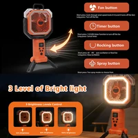 Ventilateur portable rechargeable d'extérieur 30000mAh avec télécommande, 4 vitesses de vent puissant et brumisation à double orifice pour un refroidissement rapide 5