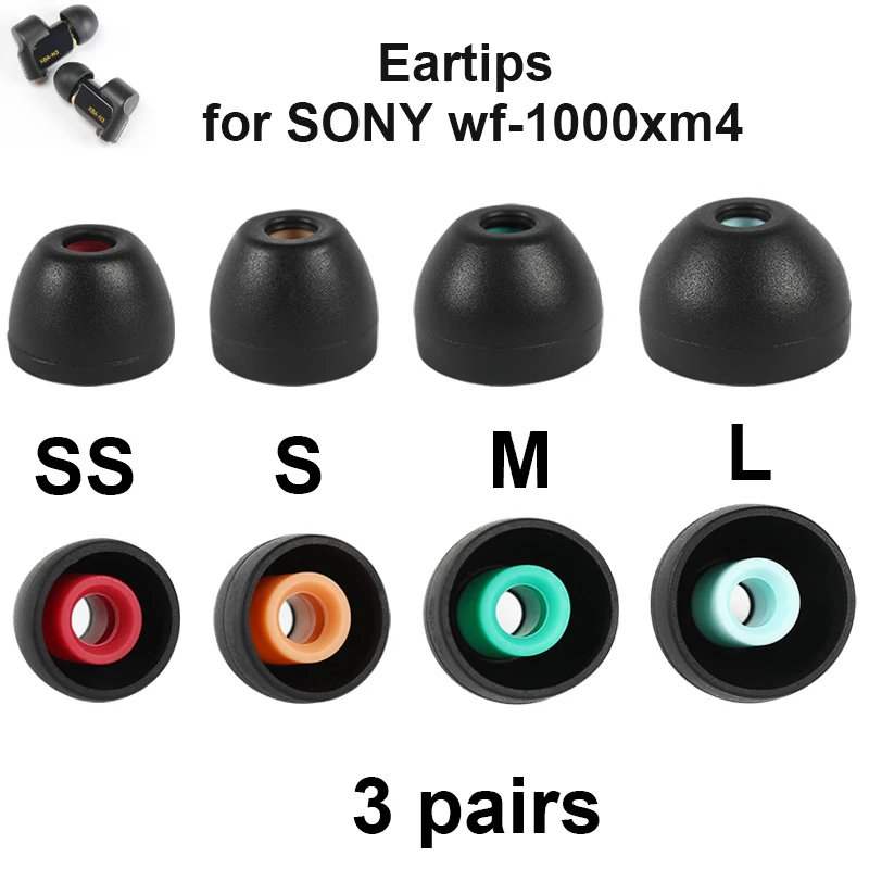 

3 Pairs Ear Tips for Sony WF-1000XM4 Soft Silicone Protective Earbuds Anti-allergic Ear Plugs Avoid Falling Off Ear Pads Cover