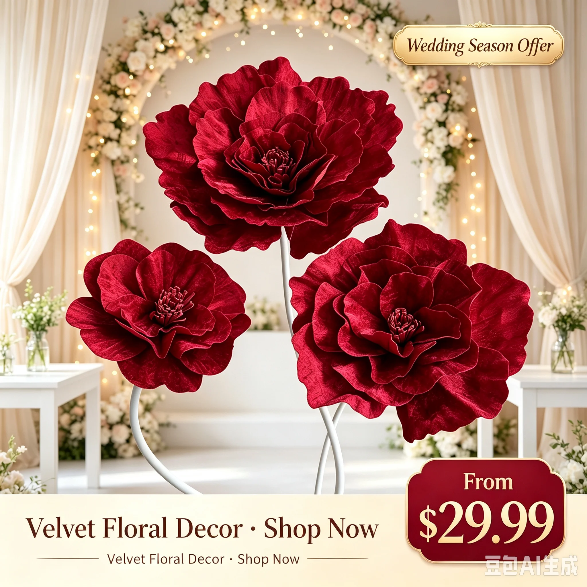 Elegant Oversized Red Rose Artificial Flowers for Special Occasions and Decor