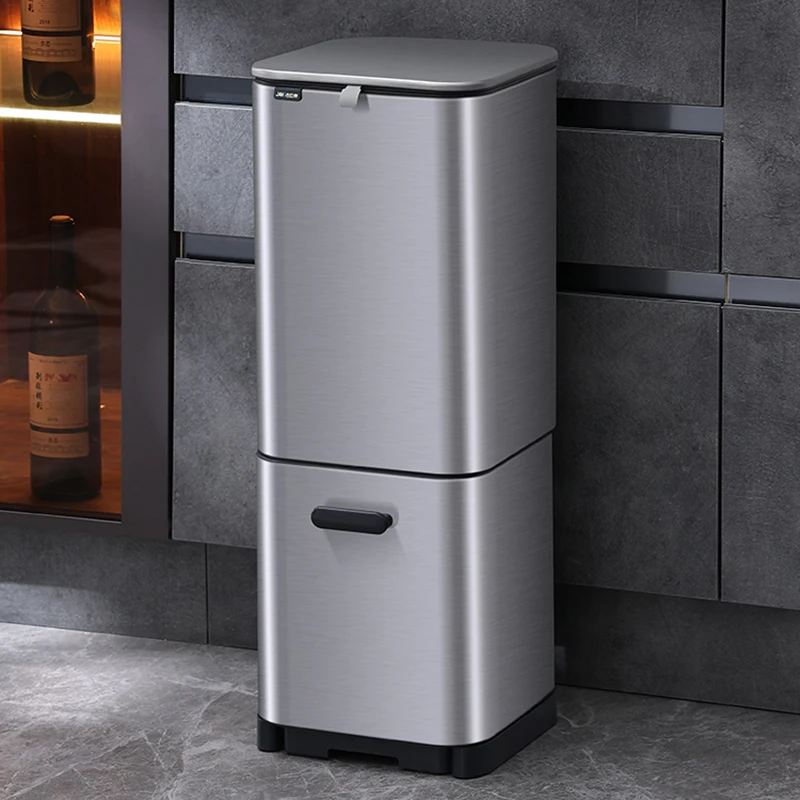 

Modern Waterproof Metal Trash Can Big Organizer Stainless Steel Garbage Bin With Lid Container Cubo De Basura Cleaning Tools