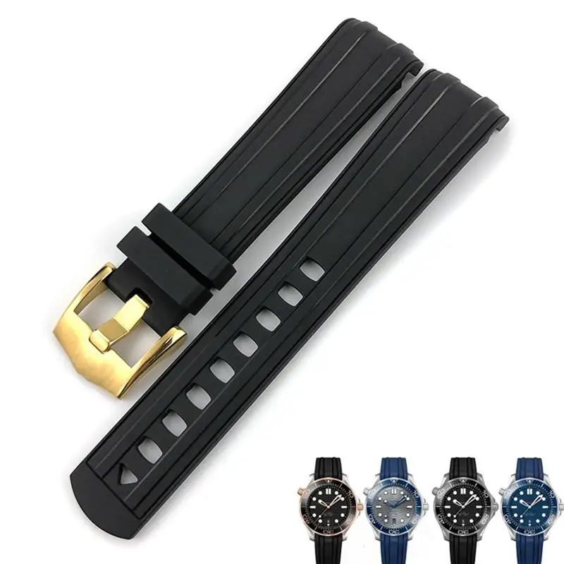 SCHIK Fluorous Silicone Rubber Watchband 19mm 20mm 21mm Fit for Omega Seamaster 300 Waterproof Watch Strap Tools