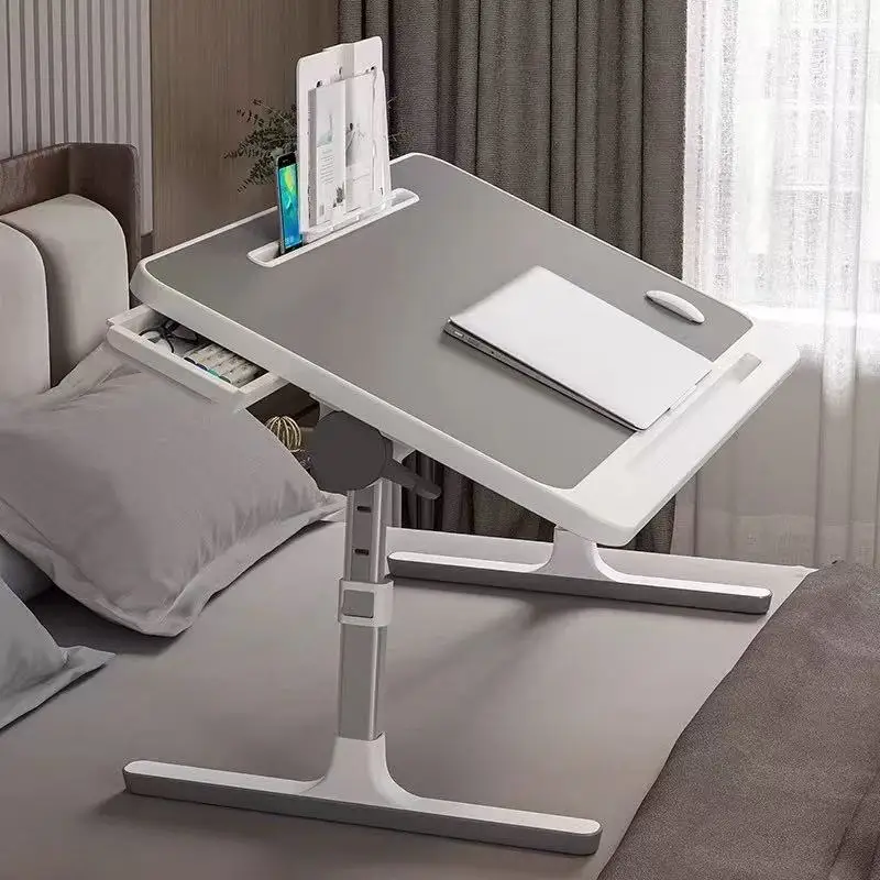 Laptop Bed Tray Table Adjustable Portable Standing Desk with Storage Drawer Foldable Lap Tablet Table for Sofa