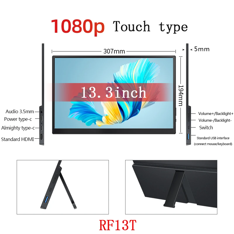 Weichensi ʹ ޴  ġ ũ, UHD ʰ淮 Ȯ ÷, 13.3 ġ, 10 Ʈ ġ, 1080P