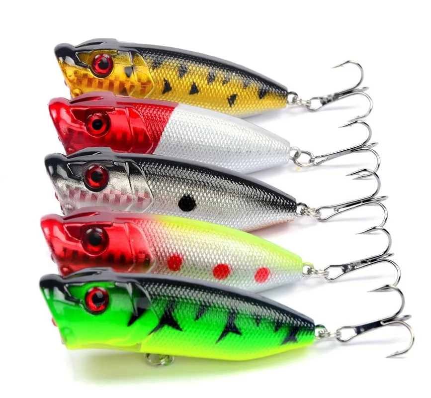 1-Pcs 6.5cm 12g Topwater Popper Fishing Lure – Hard Plastic Wobbler with 6# Treble Hooks for Bass, Pike & Trout 2