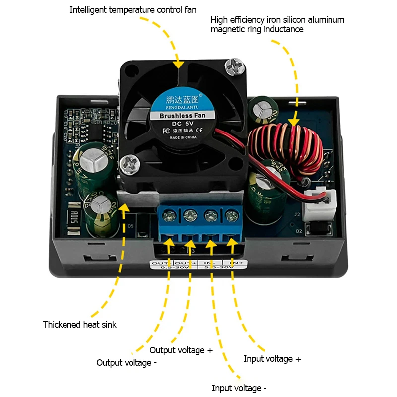 ZK-5KX DC 벅 부스트 컨버터, CC CV 0.6-36V, 5A, 5V, 6V, 12V, 24V, 80W CNC 전원 공급 장치 모듈, 조정 가능한 조정 가능 전원 모듈