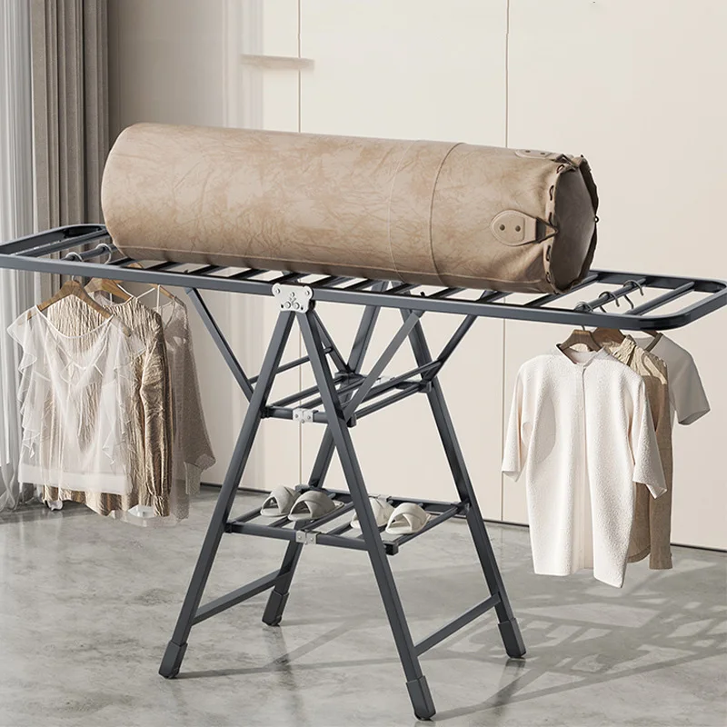 Clothes Drying Rack Home Indoor Folding Vertical Vlothes Drying Rack Veranda Steel Clothes Wheels Dryer Removable Quilt Tower Shelf Laundry Holder