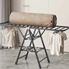 Home Indoor Folding Vertical Vlothes Drying Rack Veranda Steel Clothes Wheels Dryer Removable Quilt Tower Shelf Laundry Holder 1