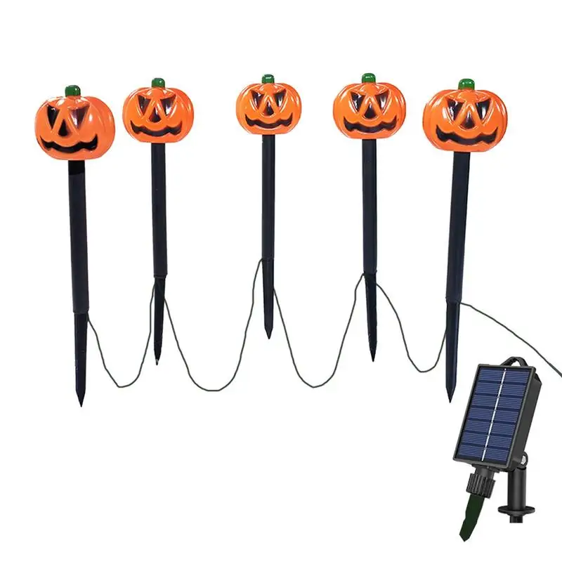 

Outdoor Pumpkin Stake Lights Halloween Solar Lighted Pumpkins LED Solar Pathway Skull Lamp Waterproof For Lawn Walkway Patio