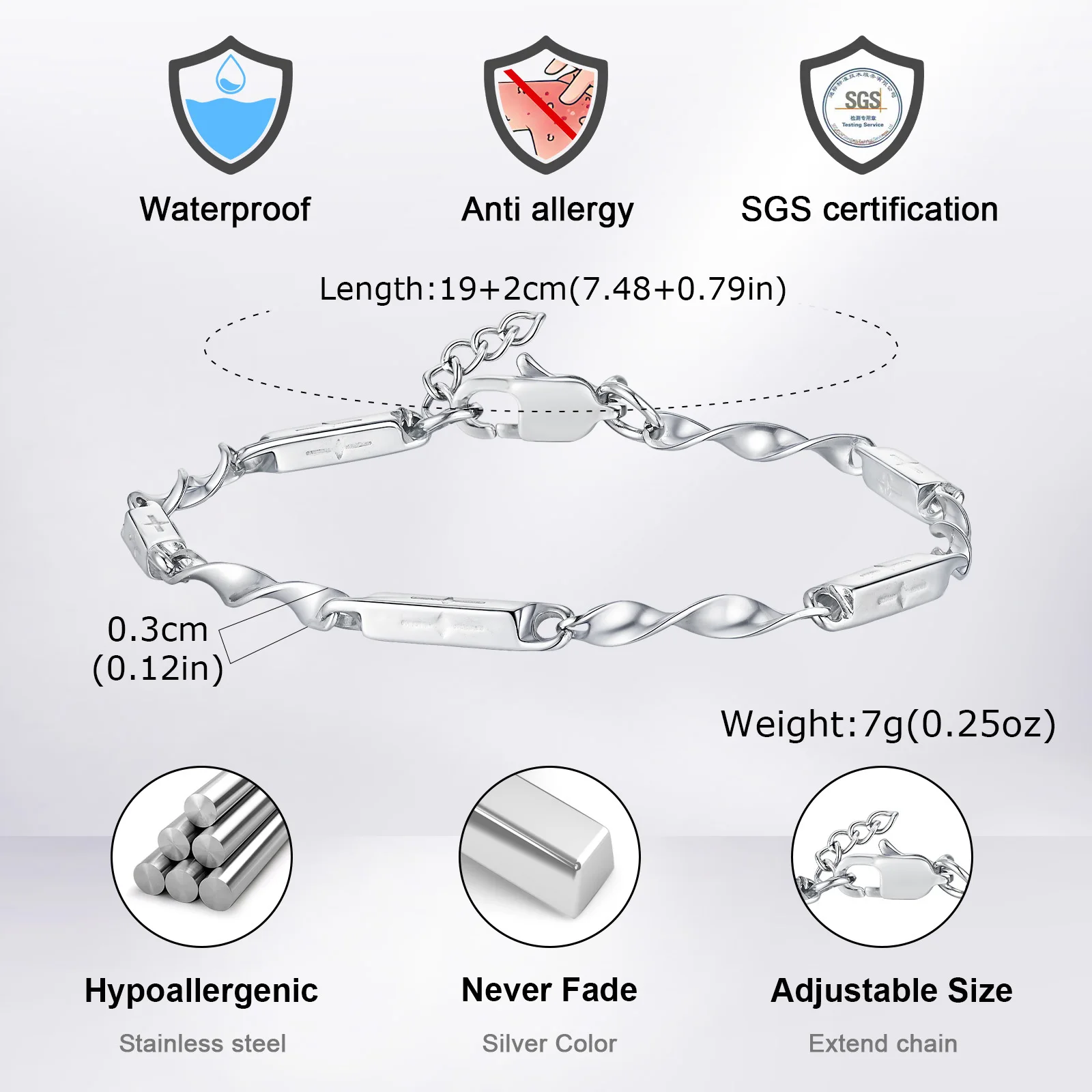 Mobius Bamboo Bracelet for Men Boys,Cross Hollow Tube Chain Bracelet,Simple Jewelry Gift