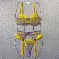 Brskbzda-Ensemble de Lingerie en Dentelle Transparente, Sous-Vêtements Sexy, 3 Pièces, Motif de Barrage Floral, de Luxe, Non Censé, Sensuel, Culotte, Nouvelle Collection 6