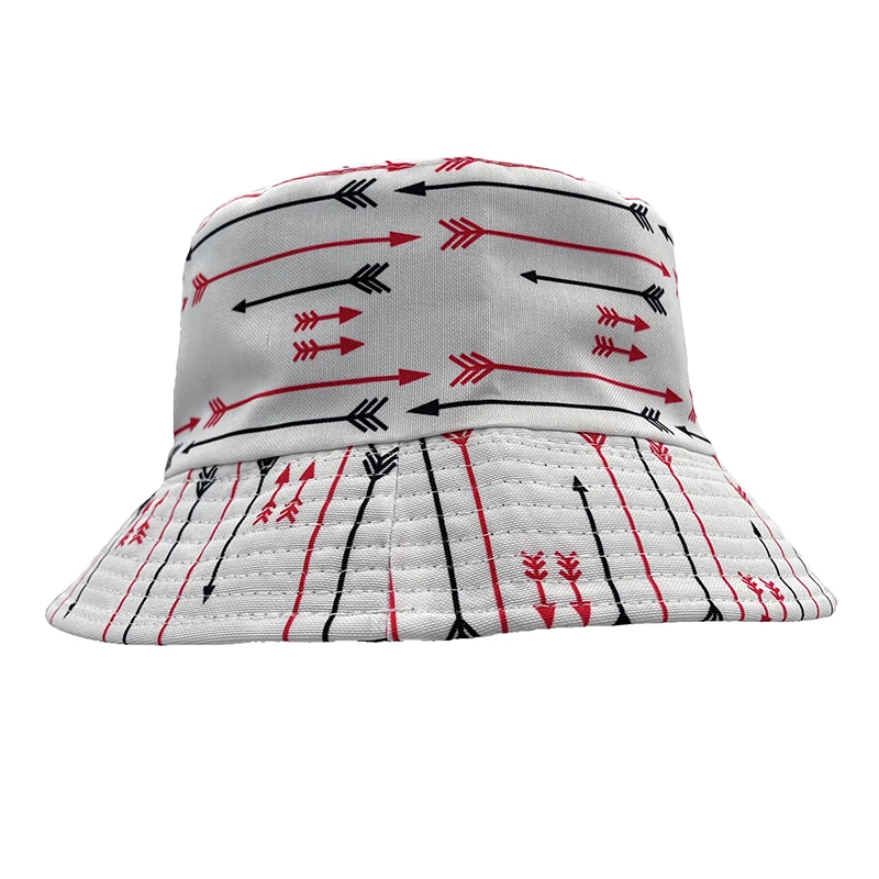 

Arrow Symbol Printed Bucket Hats Summer Beach Sun Fisherman Hat Men Women Reversible Cotton Hip Hop Caps