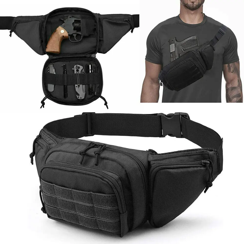 Tactical Waist Bag Concealed Gun Carry Pouch Military Pistol Holster Fanny Pack Multifunctional