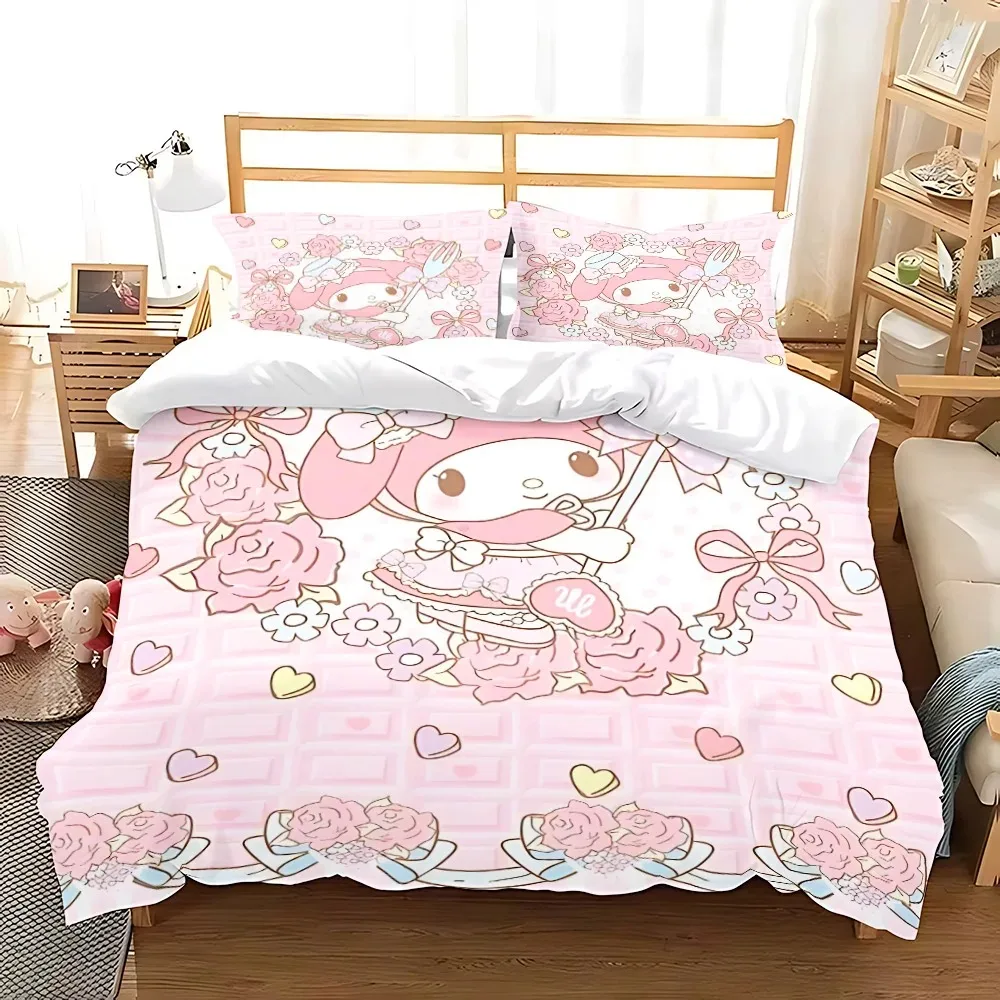 Cartoon My Melody Duvet Cover Pillowcase Bedding Set Adult Boy Girl Bedroom Decoration Children Gift Single Double Large Size 6