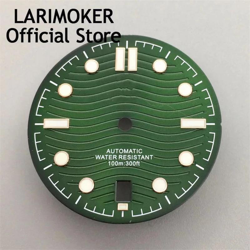 LARIMOKER 31mm Watch Dial Sterile white /Black /blue /green face Fit  NH35 date at 6 o'clock Movement Accessories