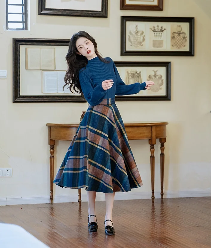 Long Sleeve Skirt Set Women's 2-Piece Fall Outfit Sweater Dress